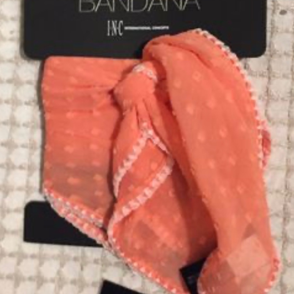 𝅺INC International Concepts Swiss Dot Bandana Scarf Coral. NWT - Picture 4 of 5